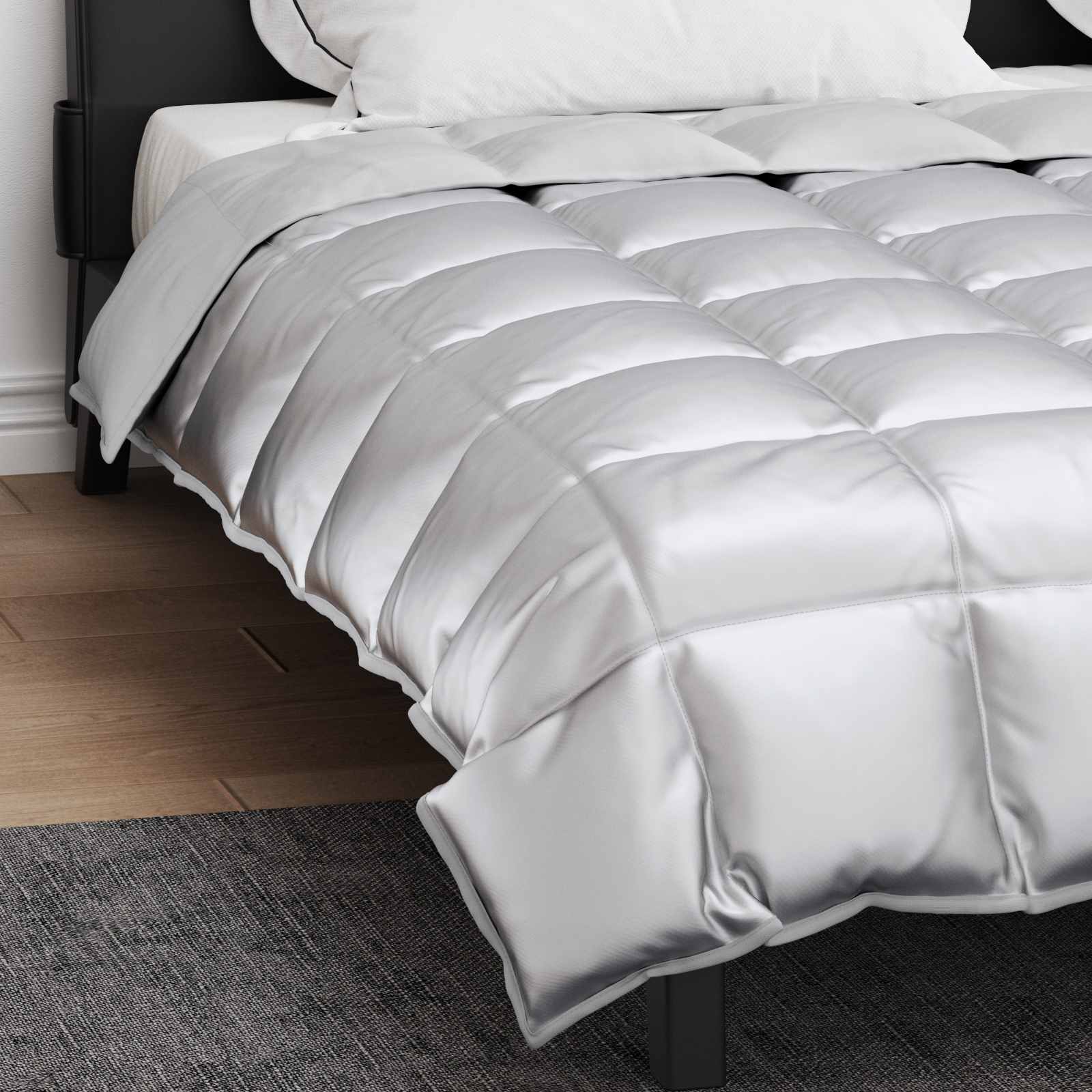 Edredom de inverno prateado 220 x 240 cm cetim e microfibra