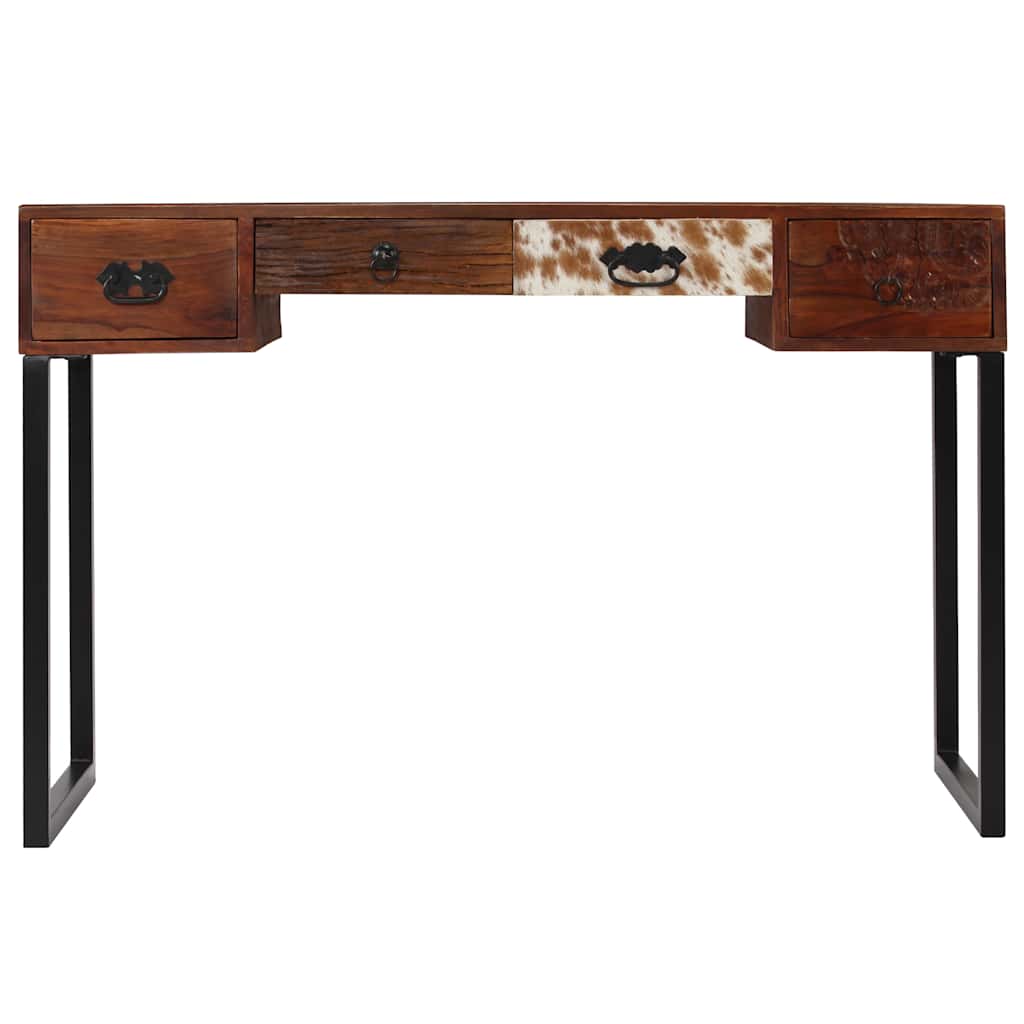 Secretária madeira acácia maciça/couro genuíno 117x50x76cm