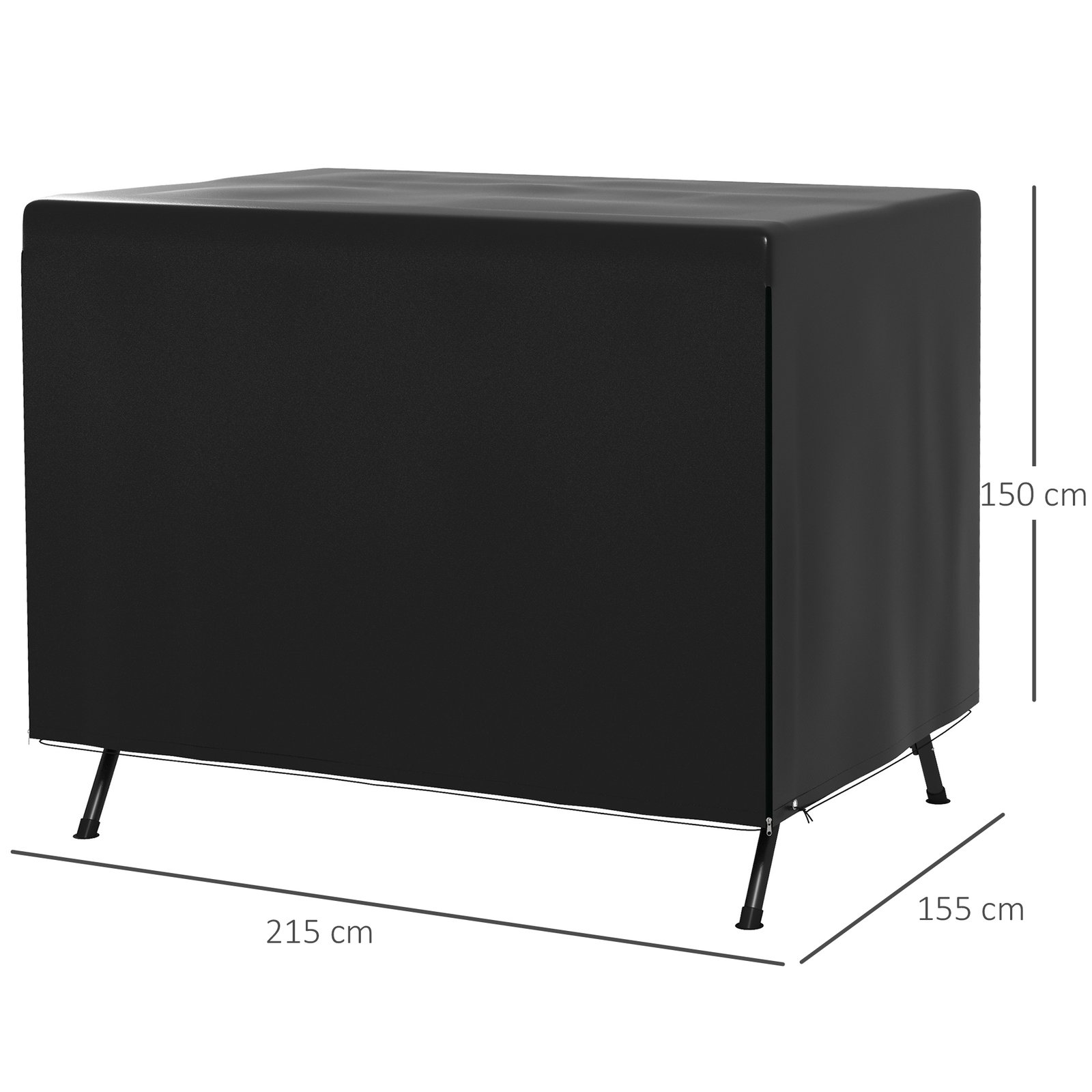 Capa protetora impermeável para baloiço de jardim de 3 lugares com fecho antipoeira e antivento 215x155x150 cm