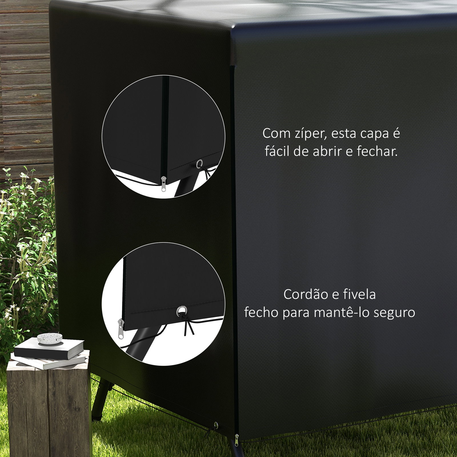 Capa protetora impermeável para baloiço de jardim de 3 lugares com fecho antipoeira e antivento 215x155x150 cm