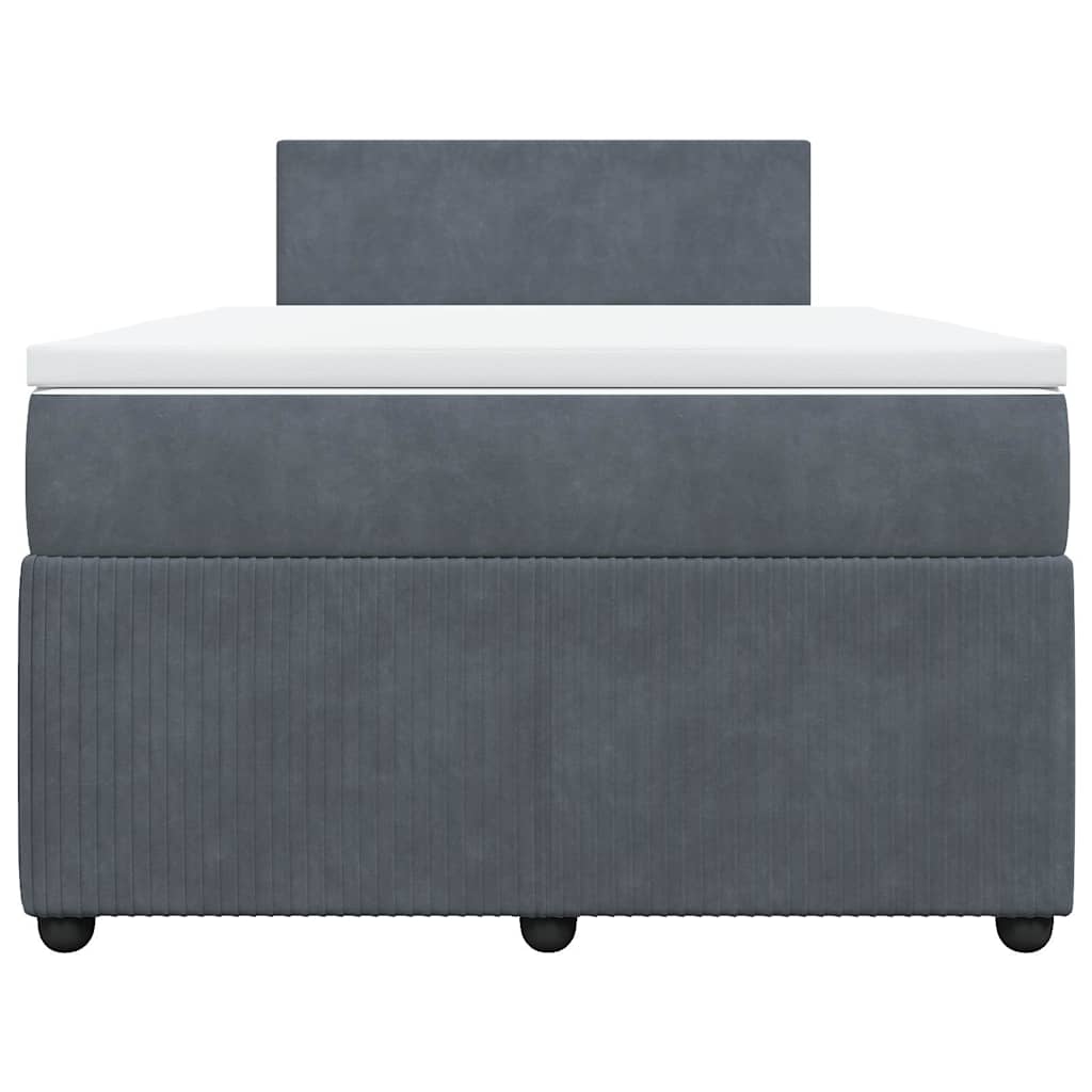 Cama boxspring com colchão 120x200 cm veludo cinzento-escuro
