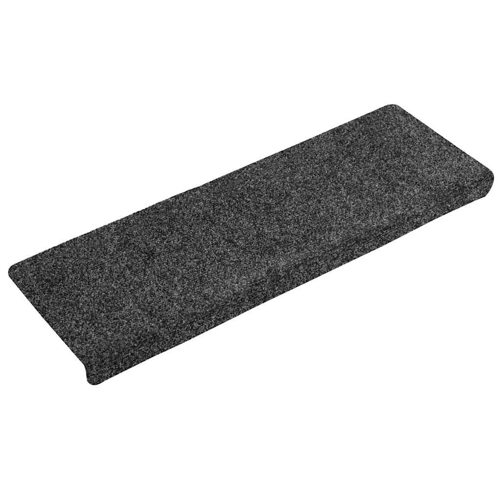 Tapetes de escada autoadesivos 30 peças 65x21x4 cm cinzento escuro com borda retangular