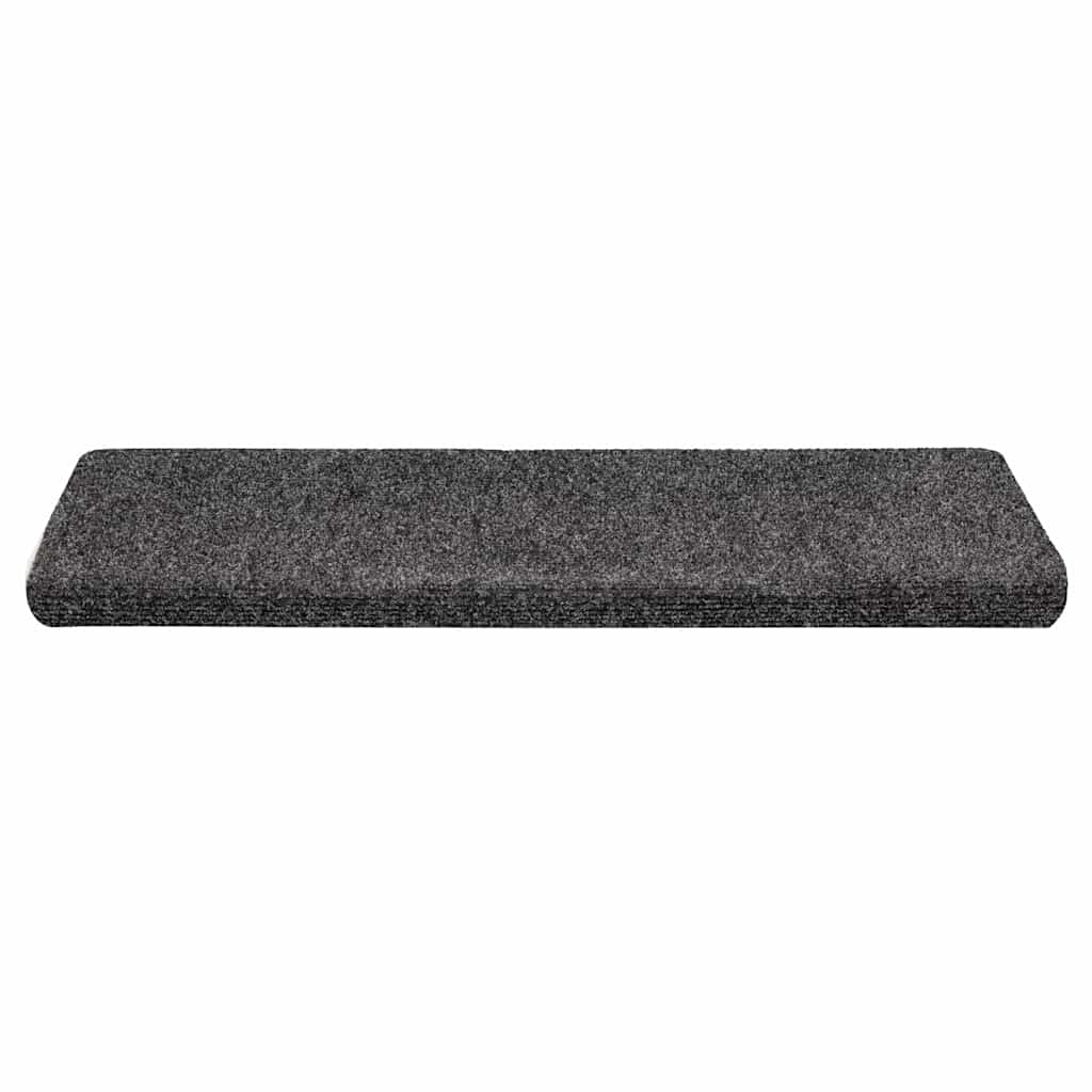 Tapetes de escada autoadesivos 30 peças 65x21x4 cm cinzento escuro com borda retangular