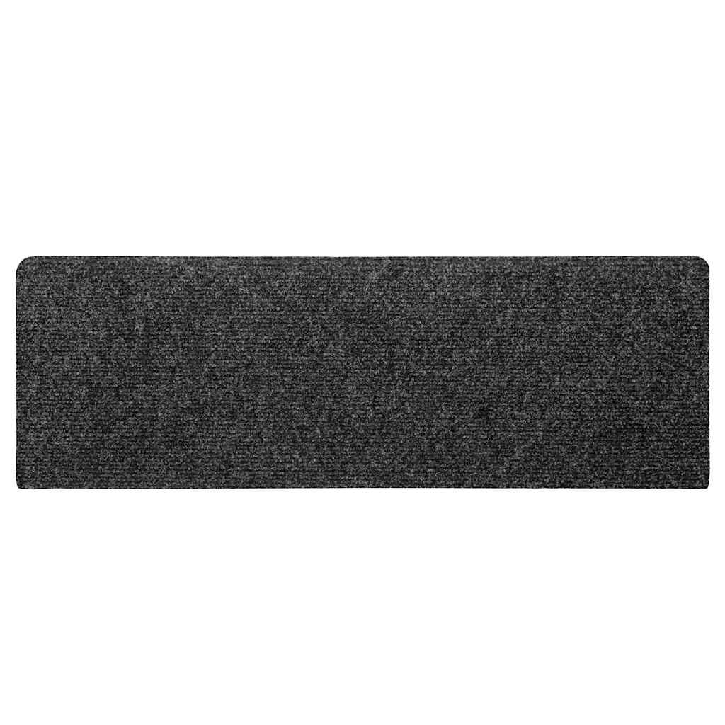 Tapetes de escada autoadesivos 30 peças 65x21x4 cm cinzento escuro com borda retangular
