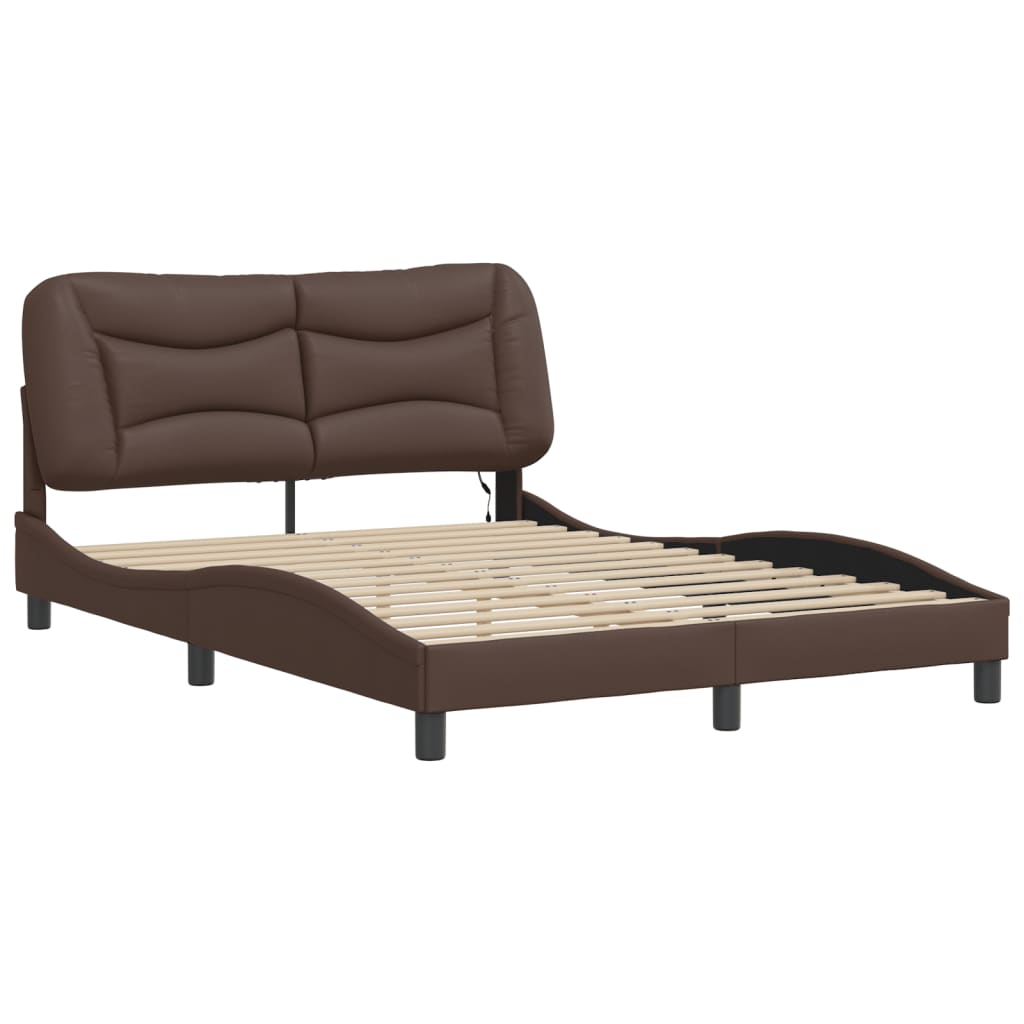Estrutura de cama com LED sem colchão hvar 140x190cm castanho