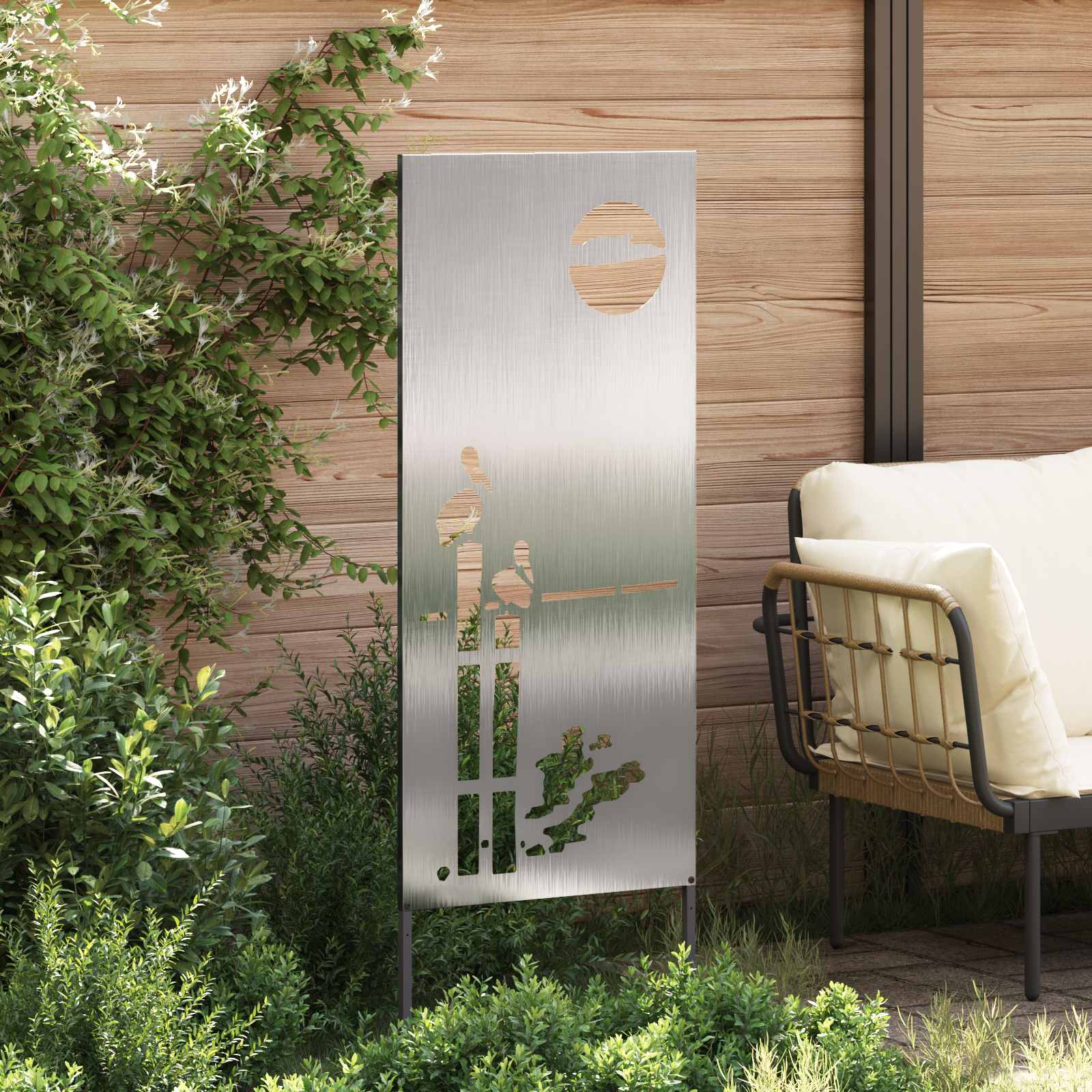 Tela de privacidade para jardim fretwork prateado 50 x 140 cm