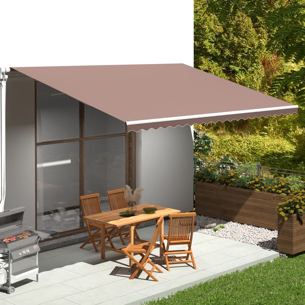 Tecido de substituição para toldo castanho 500x350 cm poliéster
