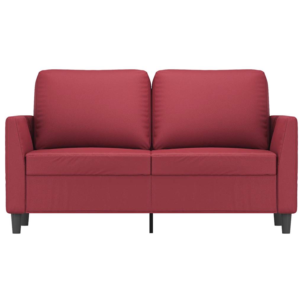 Sofá de 2 lugares 120 cm couro artificial vermelho tinto