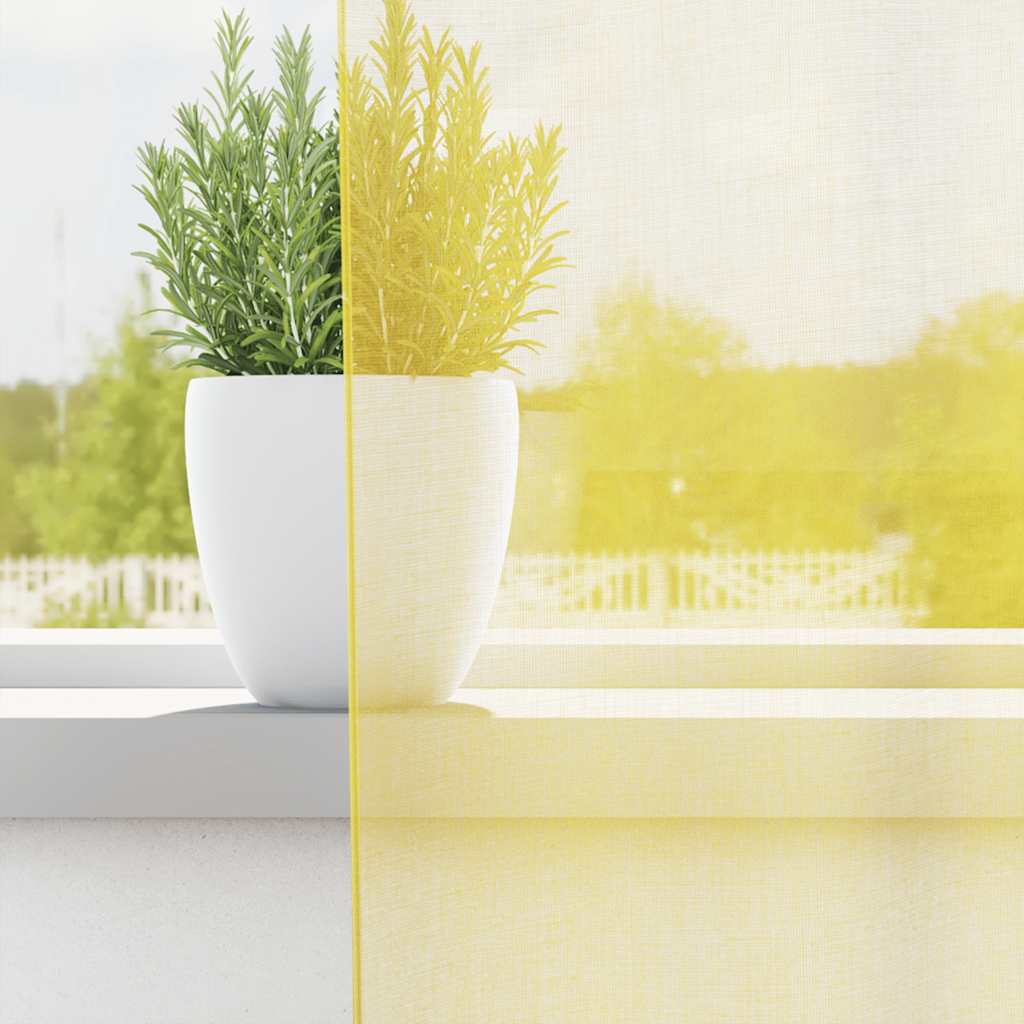 Cortinas de voile com ilhós 2 pcs amarelo