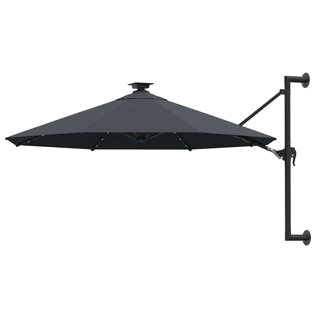 Guarda-sol para jardim de parede c/ luzes LED 300 cm antracite