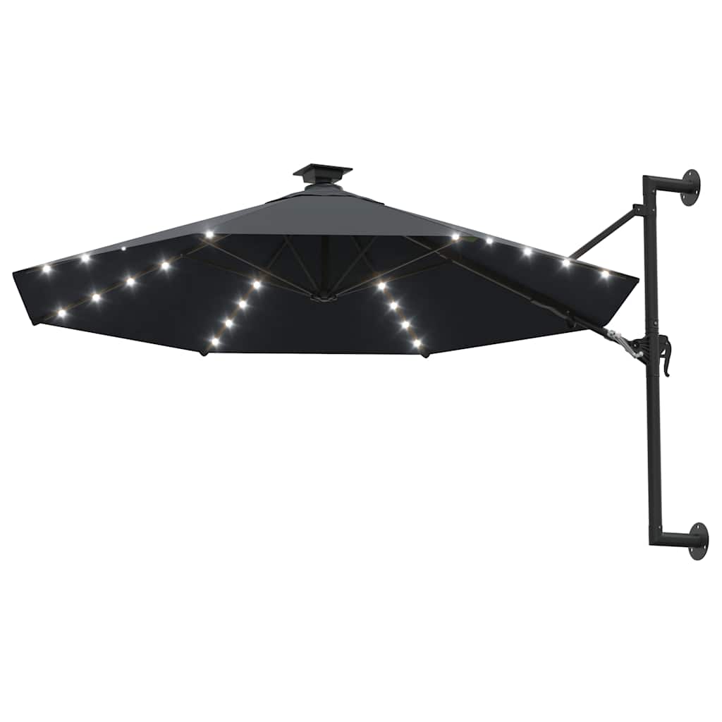 Guarda-sol para jardim de parede c/ luzes LED 300 cm antracite