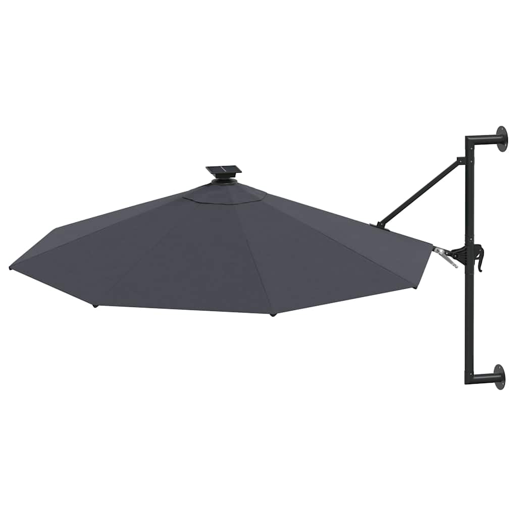 Guarda-sol para jardim de parede c/ luzes LED 300 cm antracite