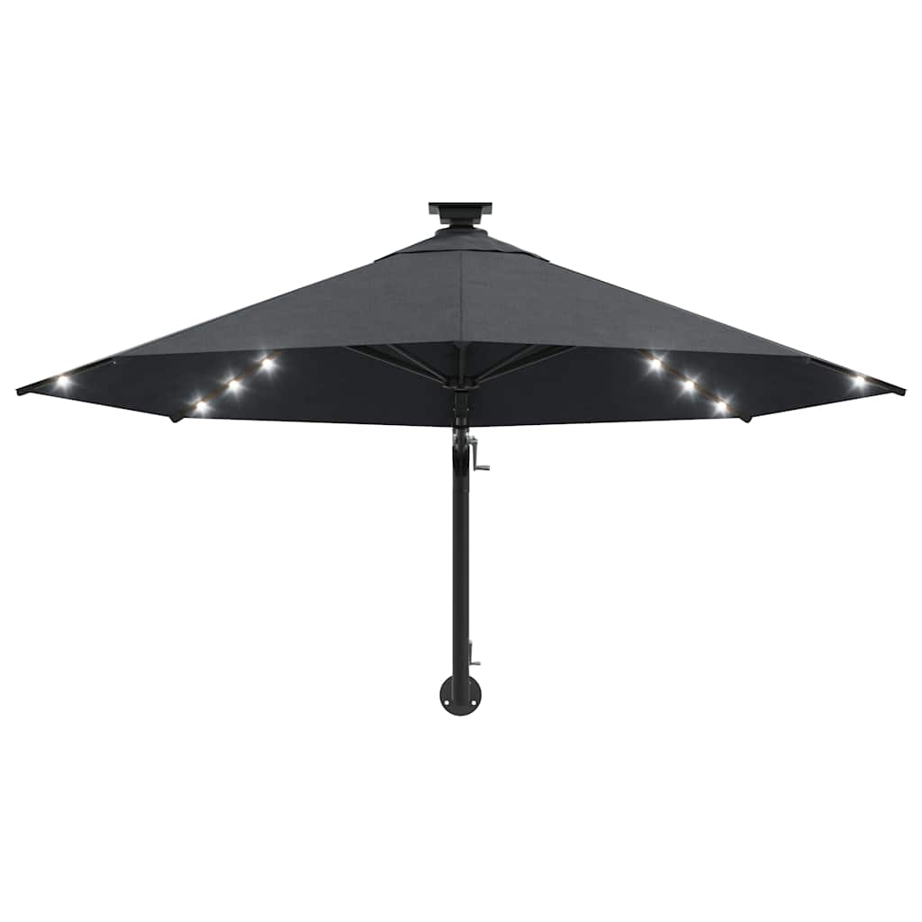 Guarda-sol para jardim de parede c/ luzes LED 300 cm antracite