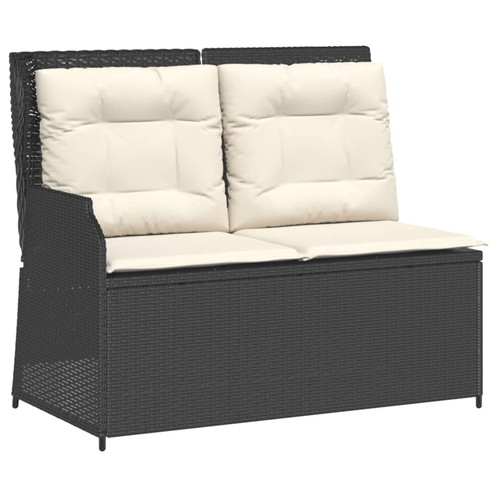 3 Pcs conjunto sofás de jardim com almofadões vime PE preto