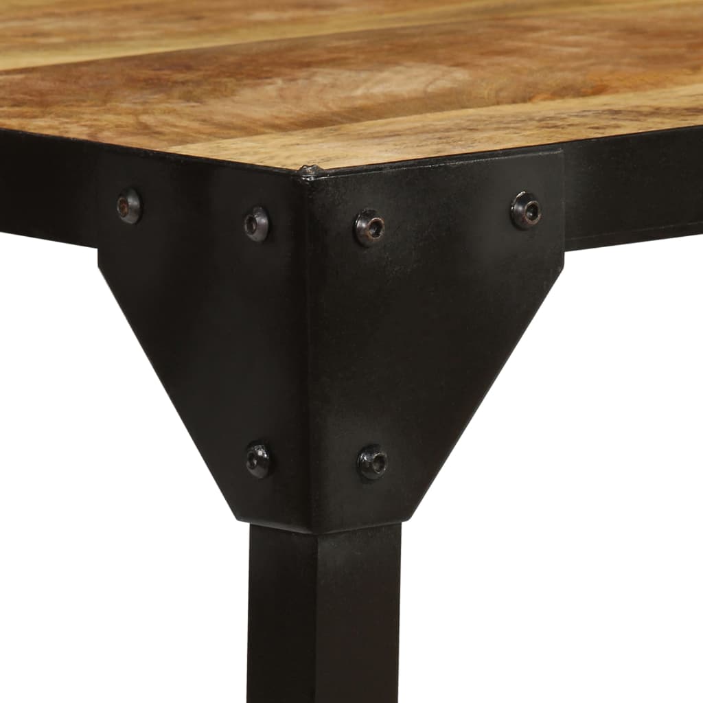 Mesa de centro madeira de mangueira maciça áspera e aço 110 cm