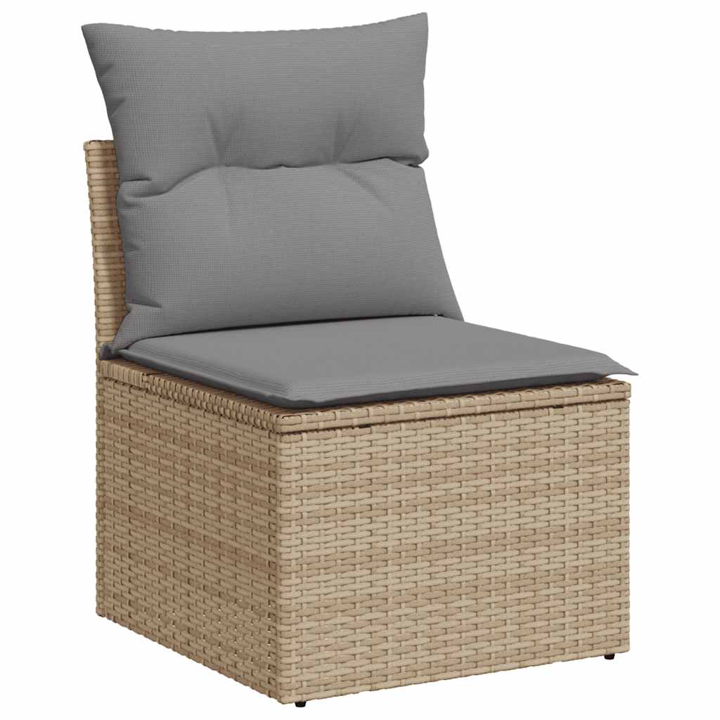 7 Pcs conjunto de sofás p/ jardim com almofadões vime PE bege