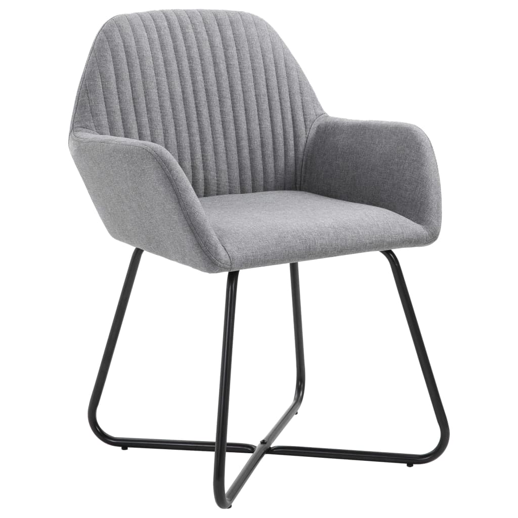 Cadeiras de jantar 2 pcs tecido cinzento-claro