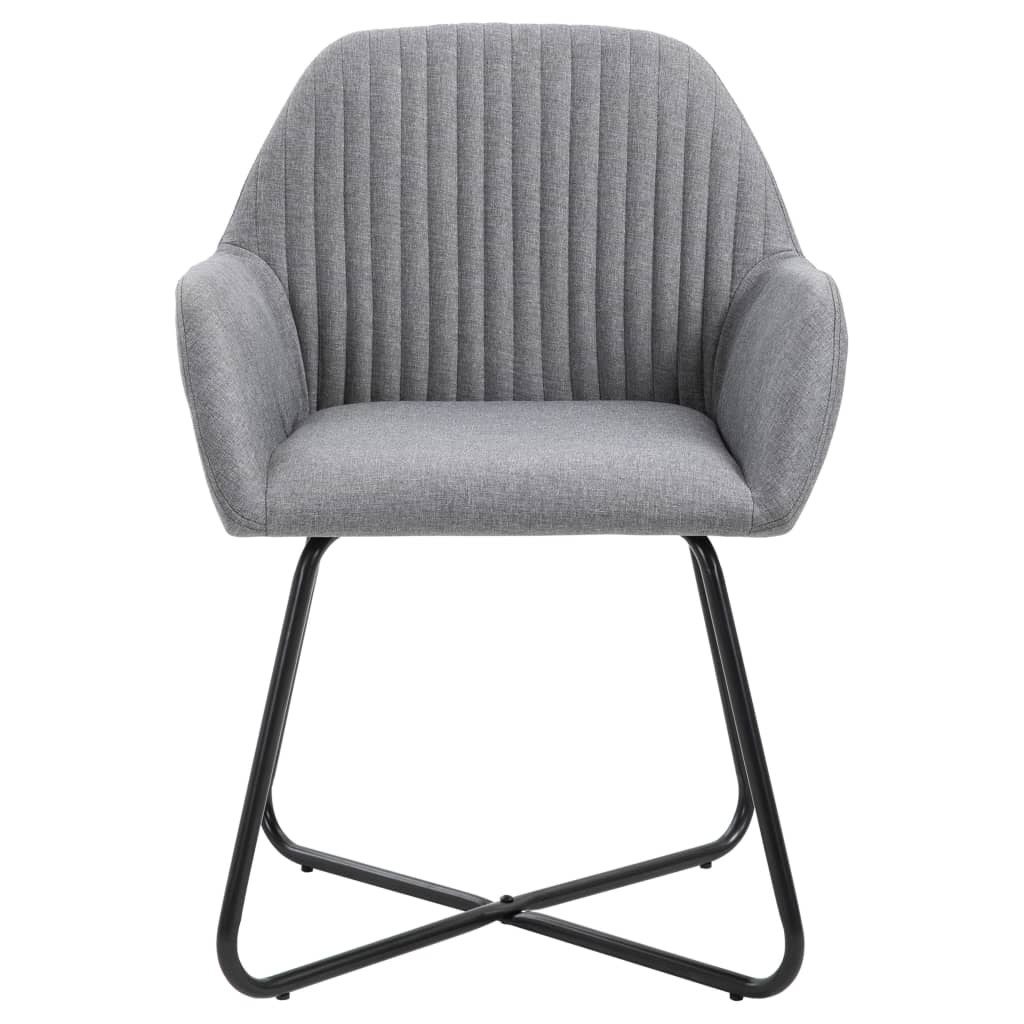 Cadeiras de jantar 2 pcs tecido cinzento-claro