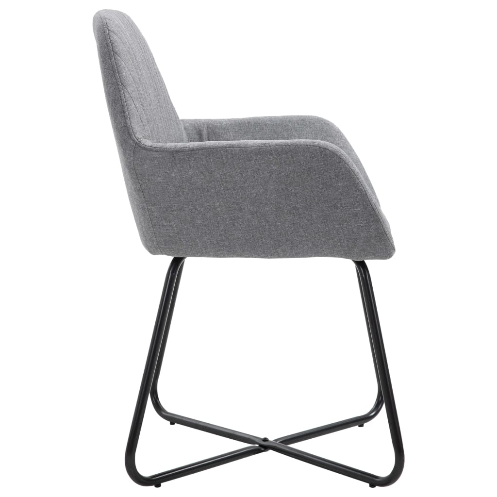 Cadeiras de jantar 2 pcs tecido cinzento-claro