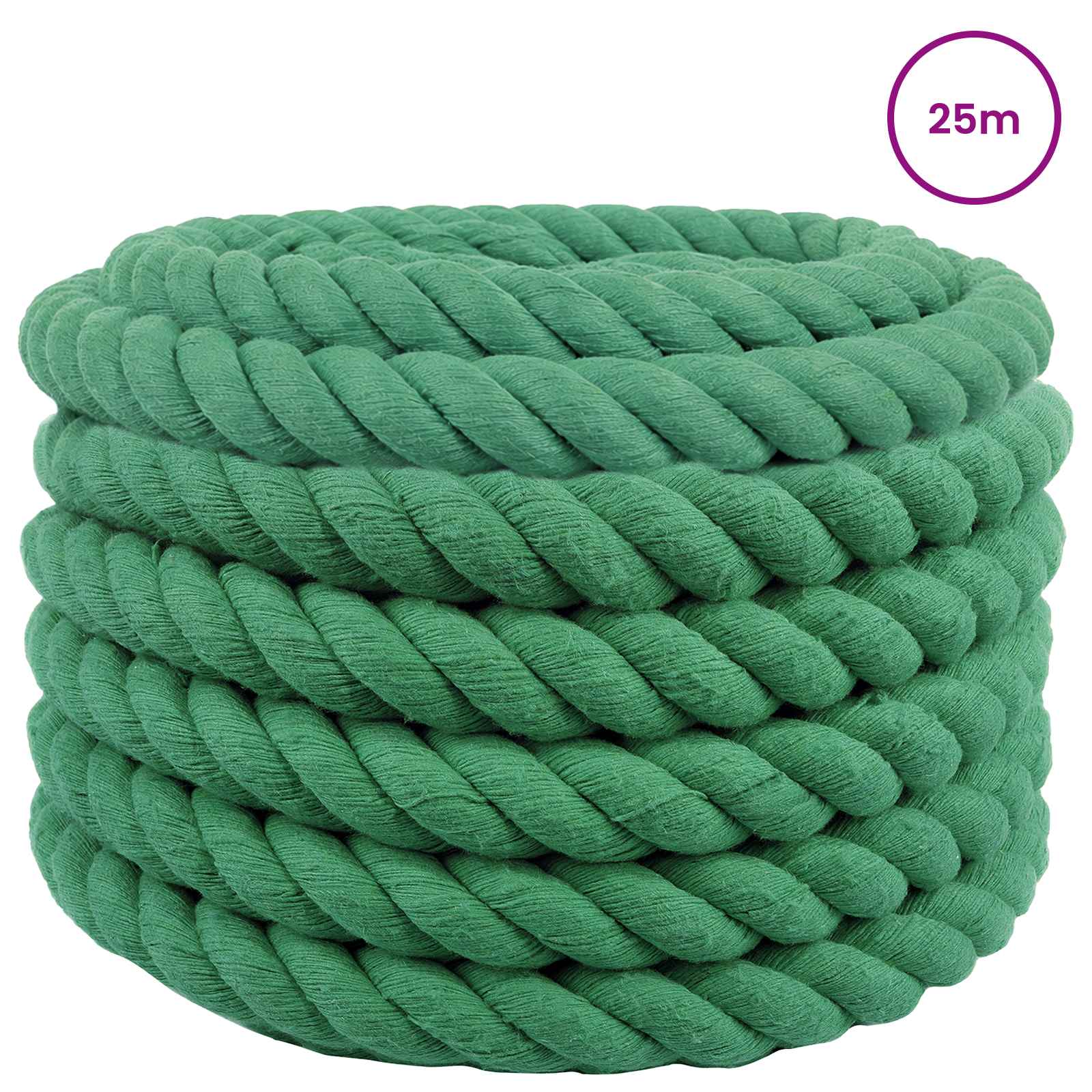 Corda de algodão 40 mm 25 m verde 100% algodão