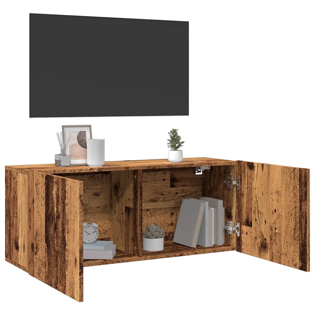 Móvel de parede para TV 100x30x41 cm madeira velha
