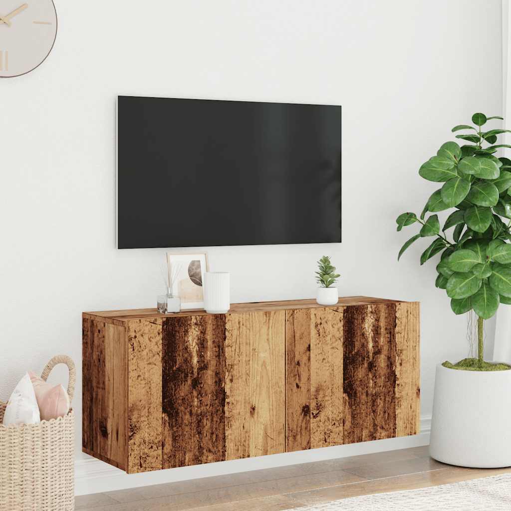 Móvel de parede para TV 100x30x41 cm madeira velha