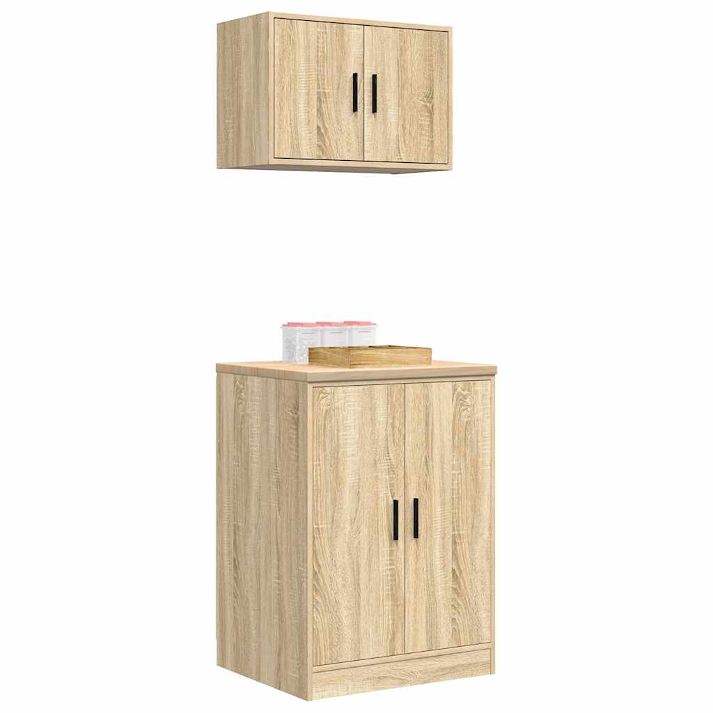Armários de garagem 2pcs derivados de madeira carvalho sonoma