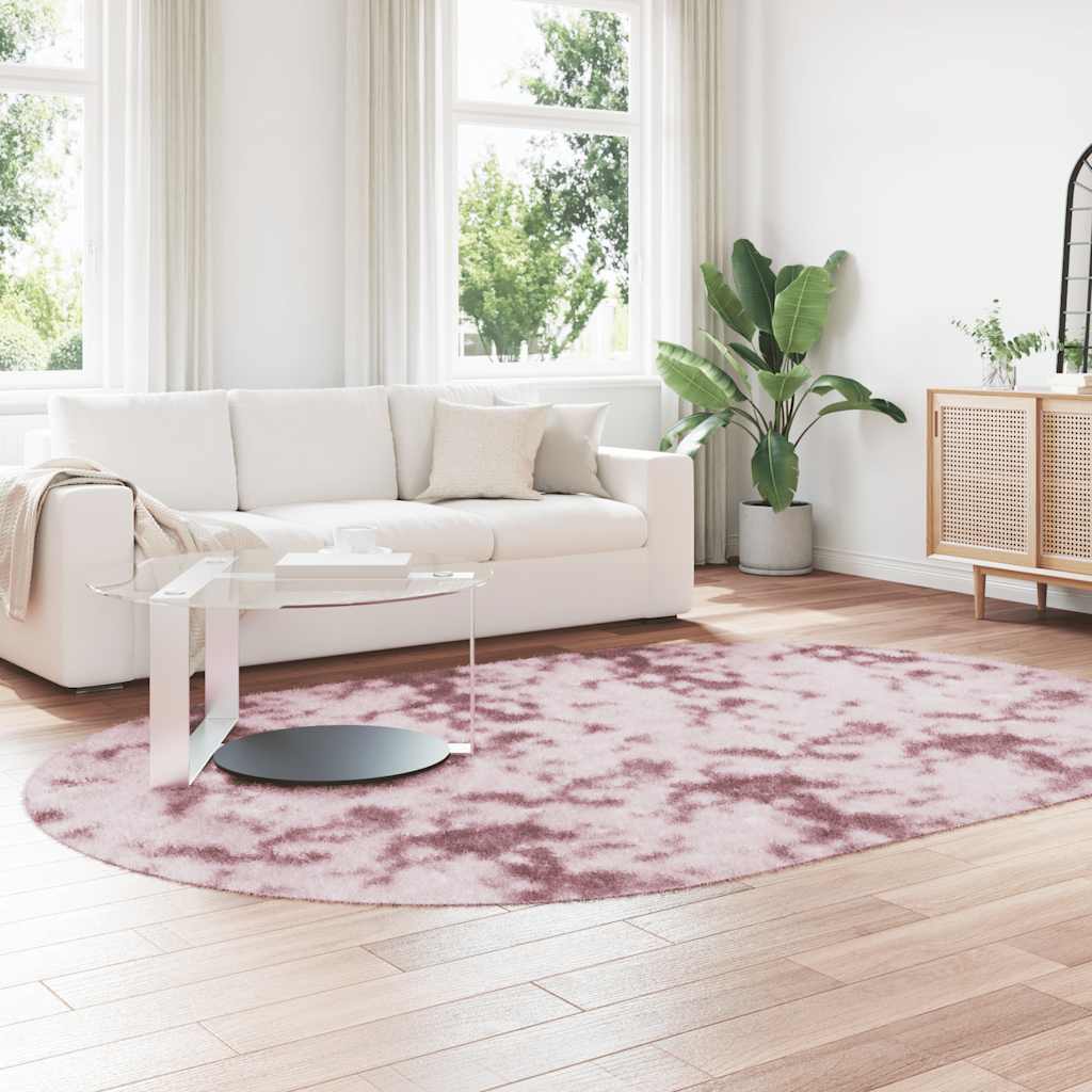 Tapete shaggy de pelo alto navarra 300x200 cm rosa empoeirado