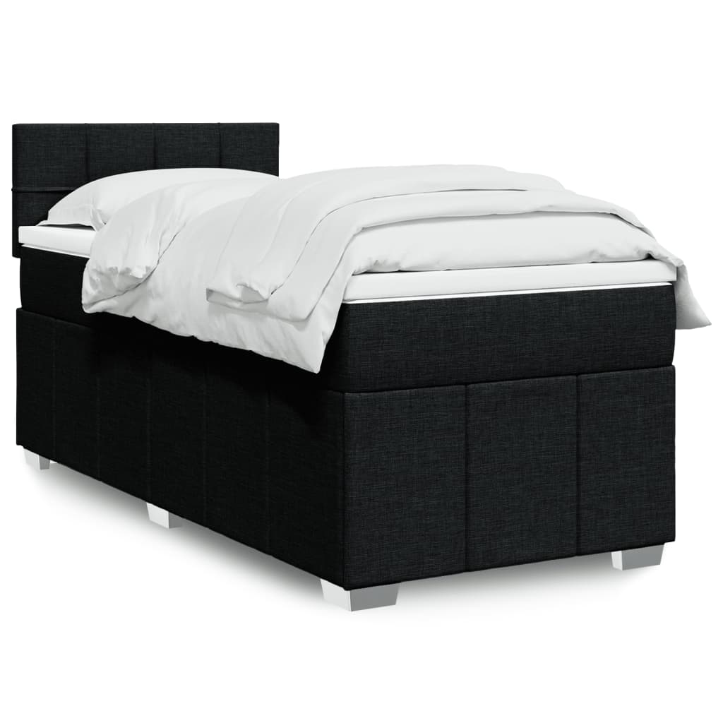 Cama com molas/colchão 80x200 cm tecido preto