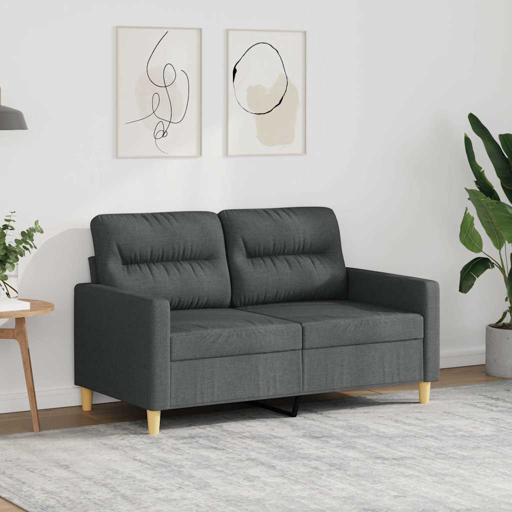 Sofá de 2 lugares em tecido 120 cm cinzento-escuro