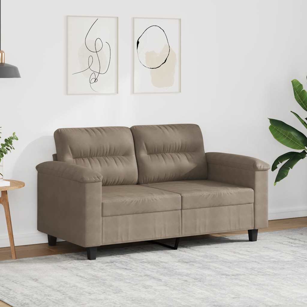 Sofá de 2 lugares 120 cm tecido de microfibra cinza-acastanhado