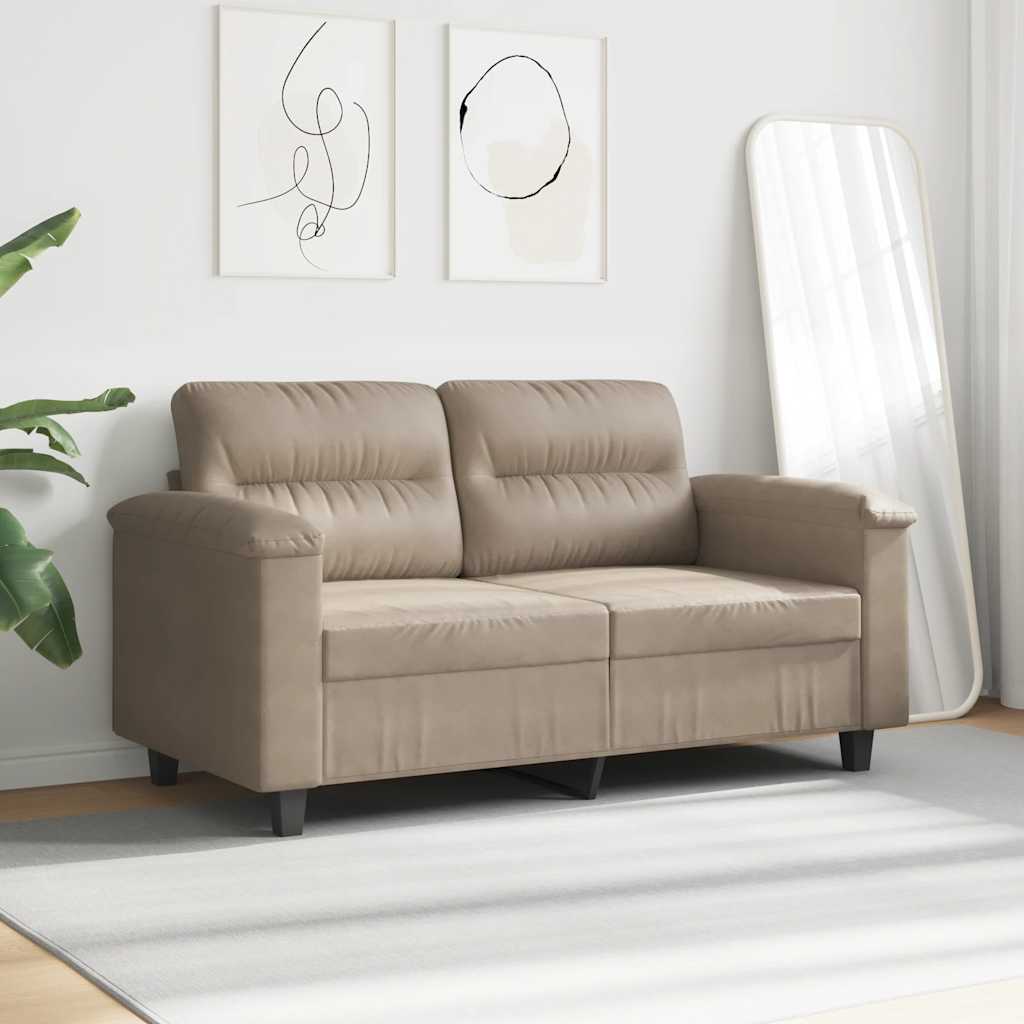 Sofá de 2 lugares 120 cm tecido de microfibra cinza-acastanhado