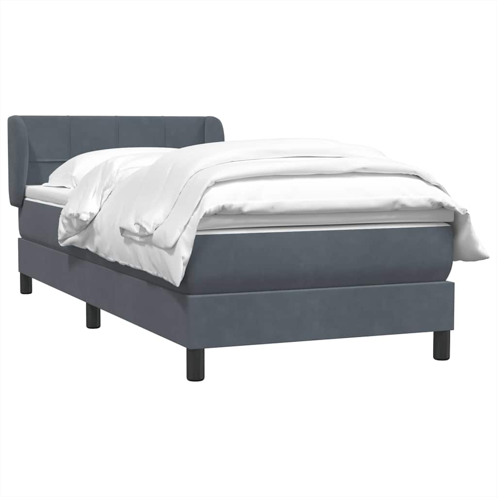 Cama com molas/colchão cinza-escuro 80x220 cm veludo