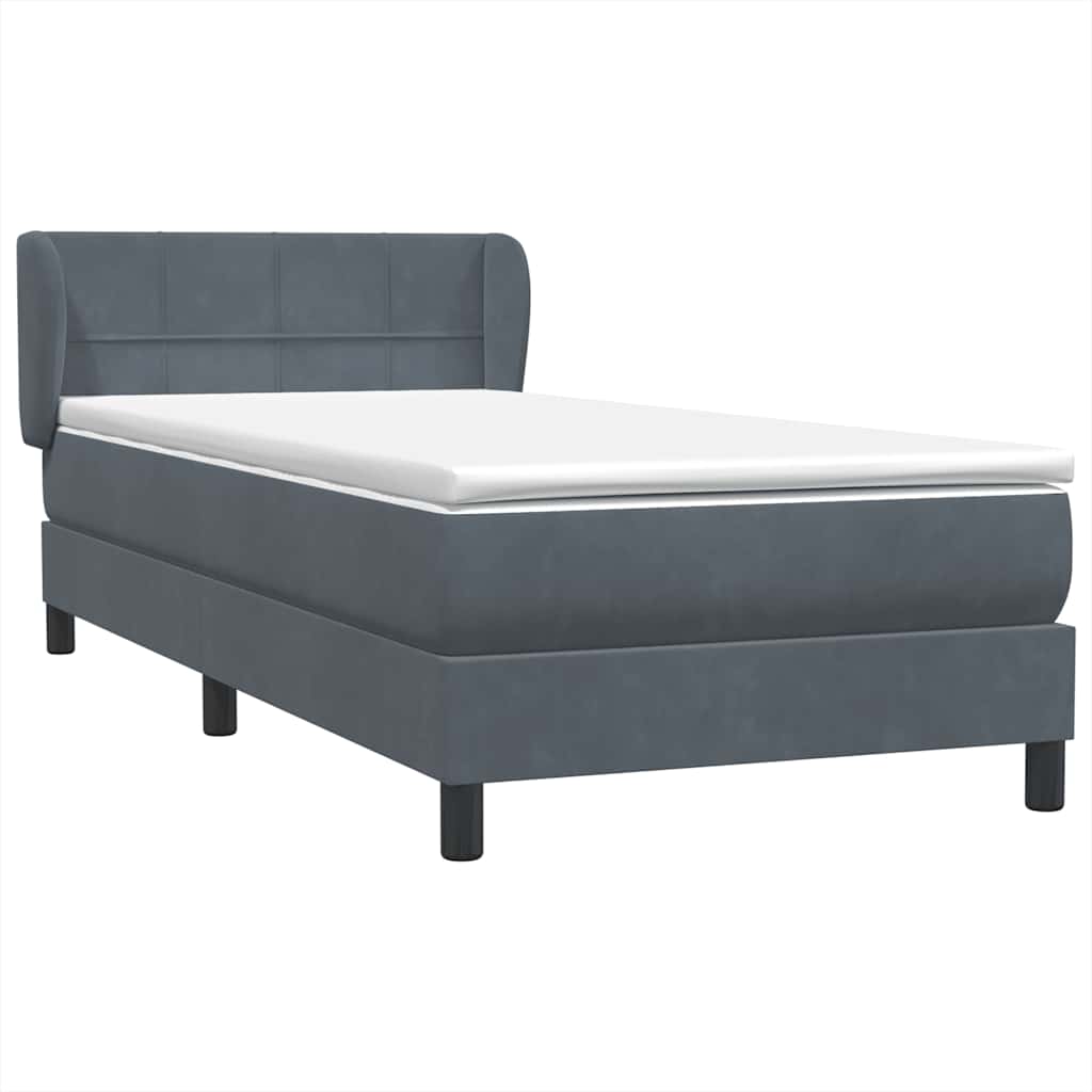 Cama com molas/colchão cinza-escuro 80x220 cm veludo