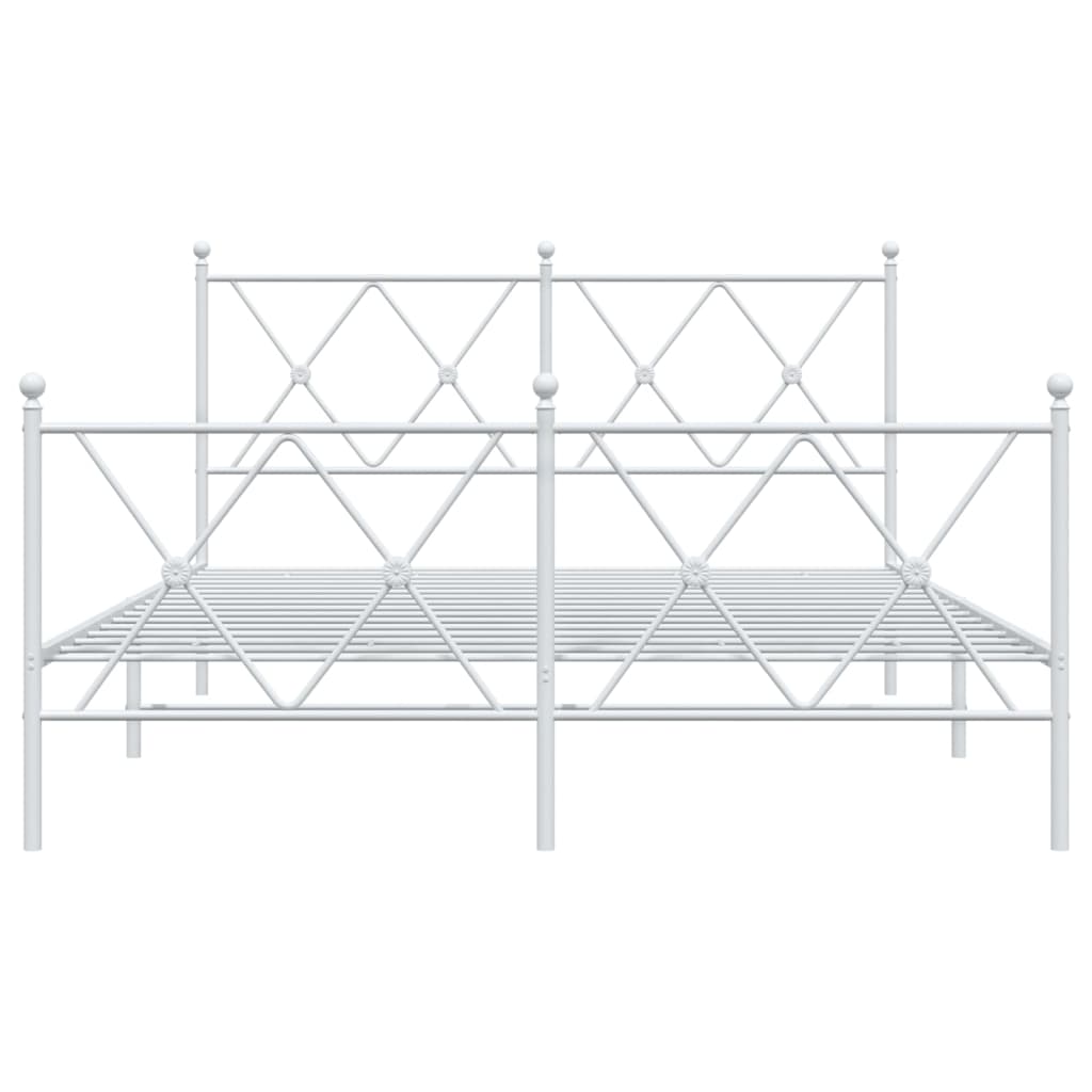 Estrutura de cama com cabeceira e pés 140x200 cm metal branco