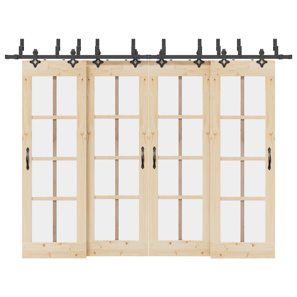 Kit de ferragens para porta deslizante 305 cm aço preto
