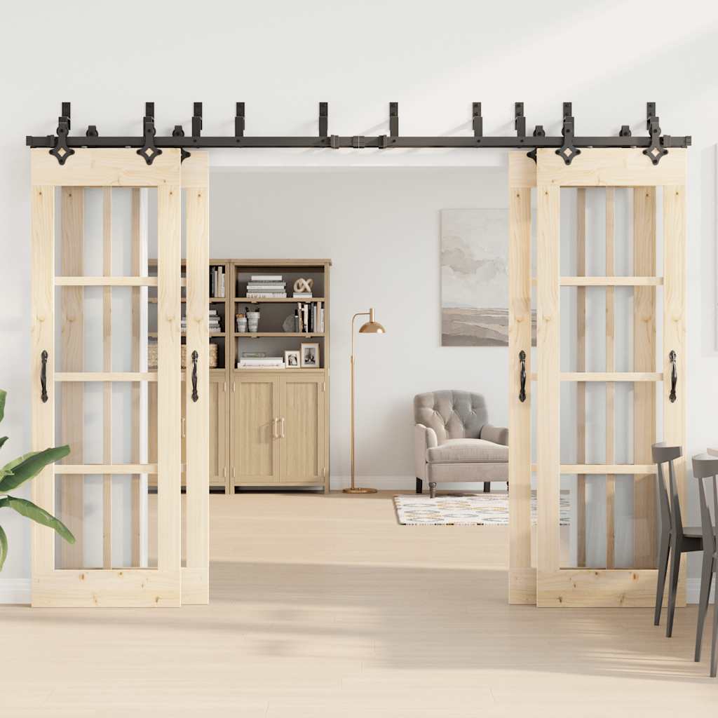 Kit de ferragens para porta deslizante 305 cm aço preto