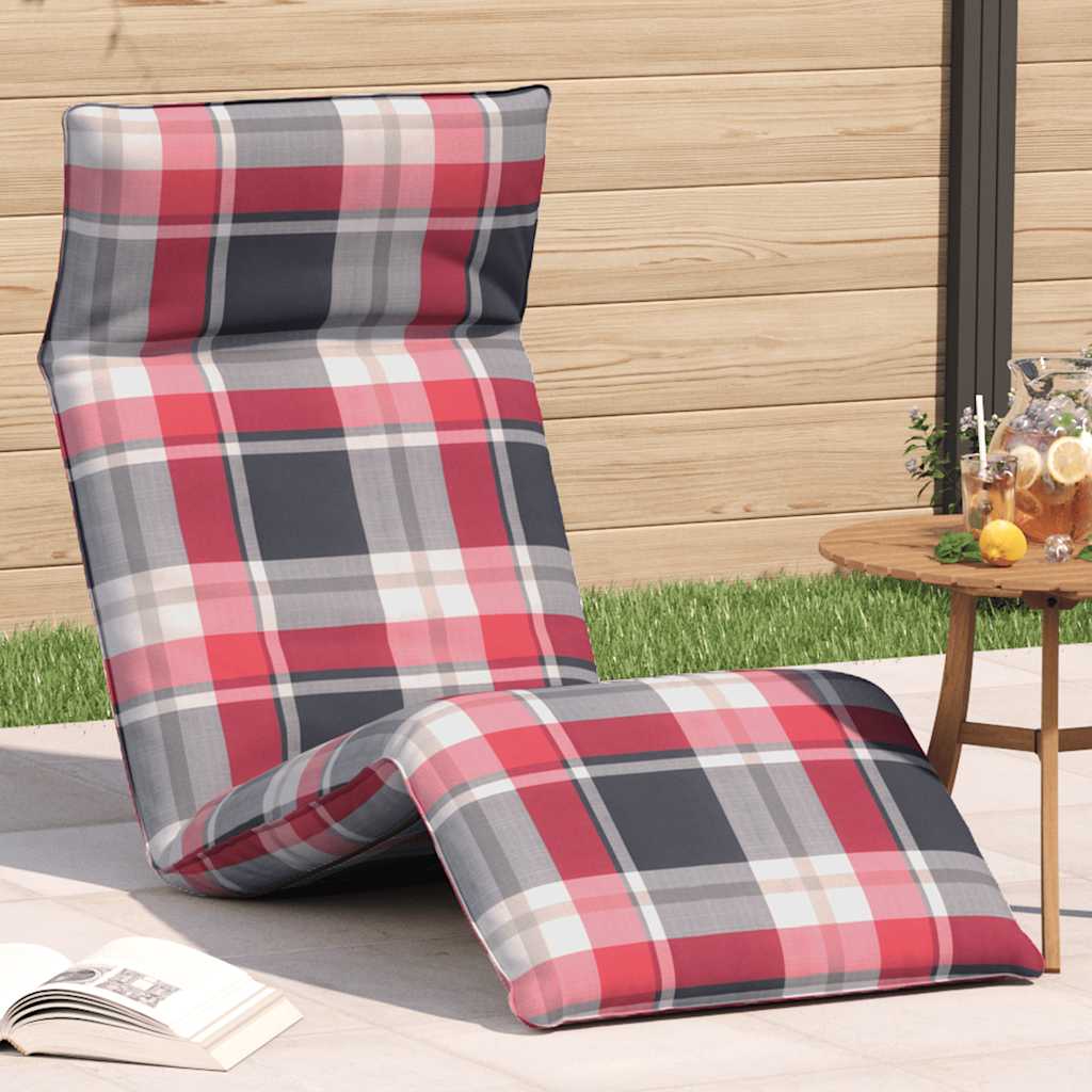Espreguiçadeira dobrável 175x54x8,5 cm padrão xadrez vermelho