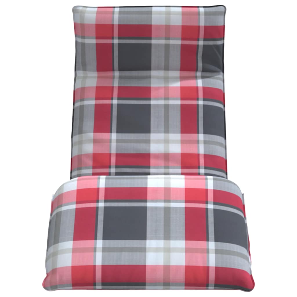 Espreguiçadeira dobrável 175x54x8,5 cm padrão xadrez vermelho