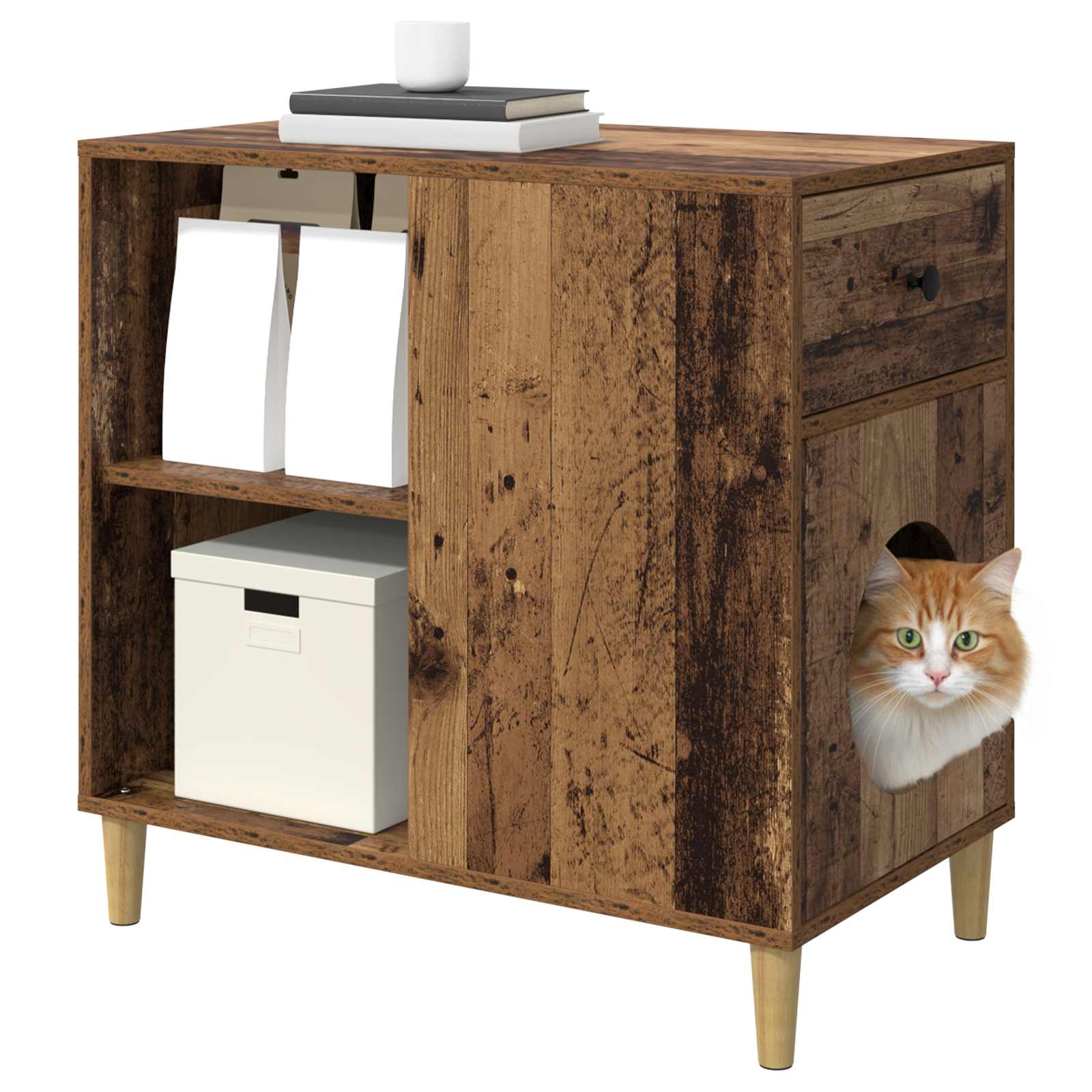 Casa para gatos madeira antiga 72 x 42,5 x 70 cm