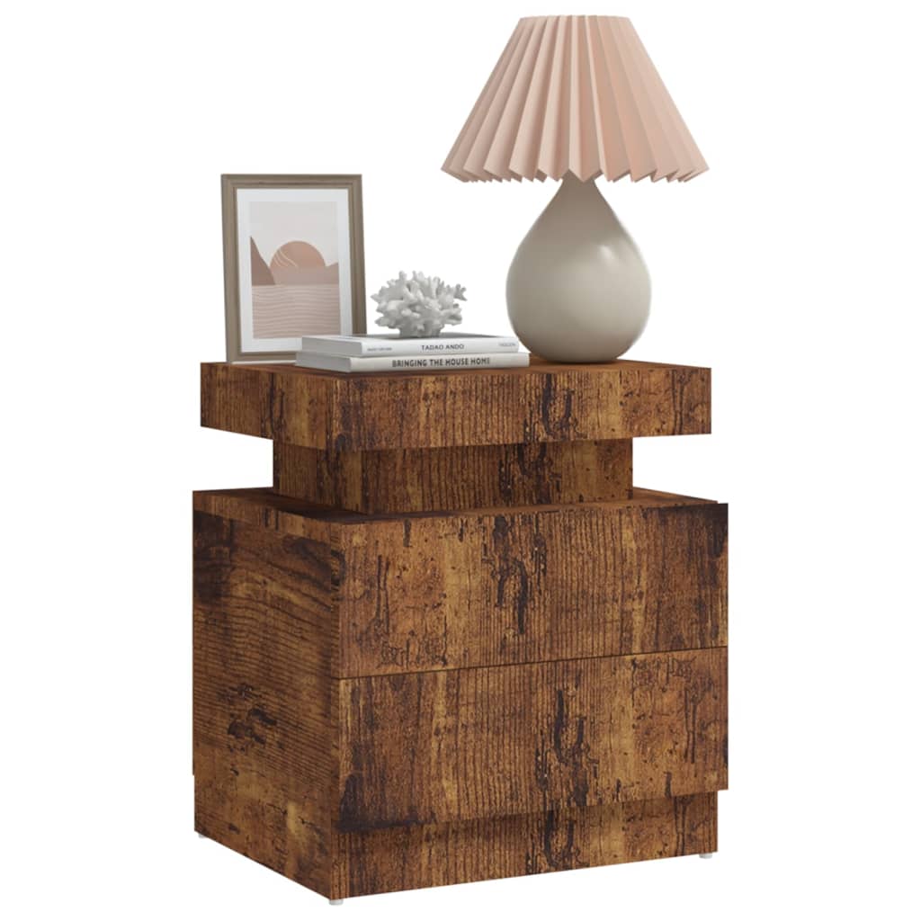 Mesa de cabeceira 45x35x52 cm contraplacado carvalho fumado