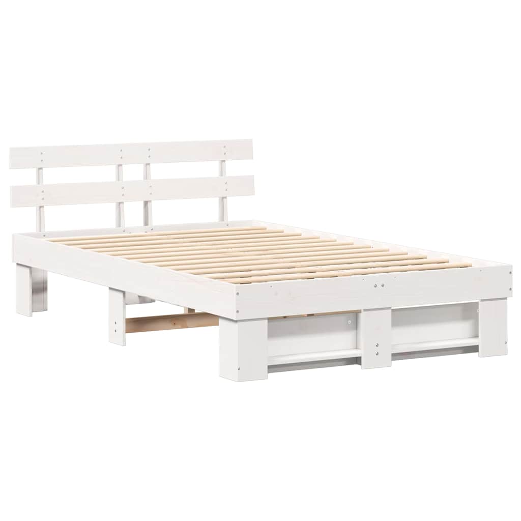 Estrutura da cama com cabeceira branco 120 x 190 cm
