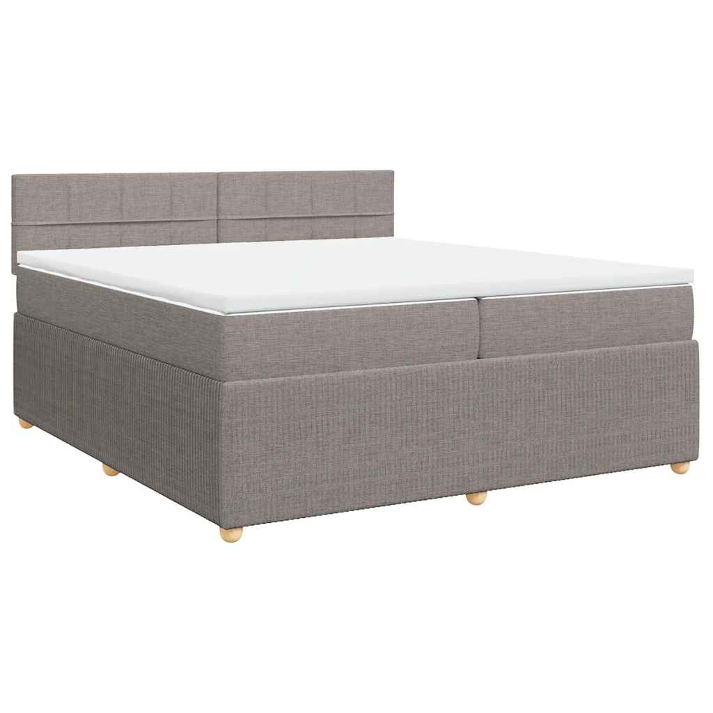 Cama com molas/colchão 200x200 cm tecido castanho-acinzentado