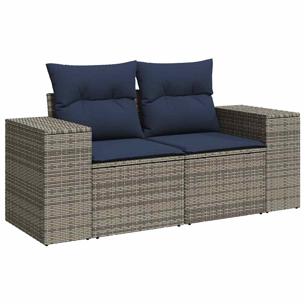Conjunto de sofá de jardim com 8 peças e almofadas em rattan sintético cinza