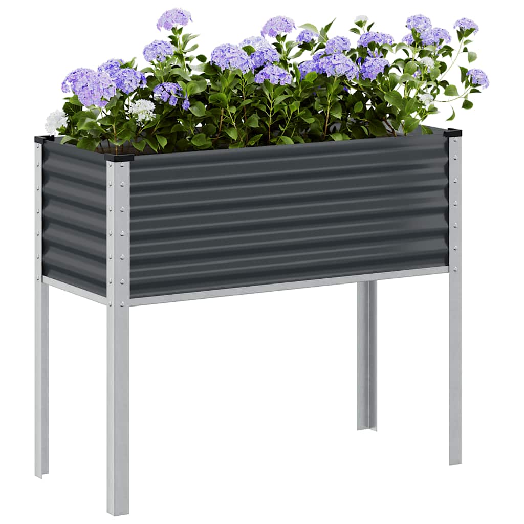 Vaso de jardim antracite 100x45x90 cm aço