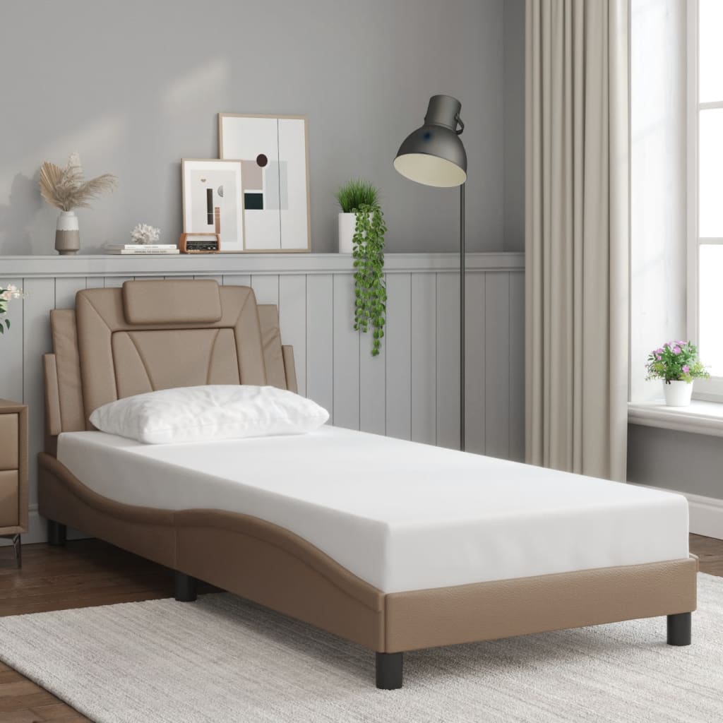 Estrutura de cama viana com LED sem colchão 80x200cm cappuccino
