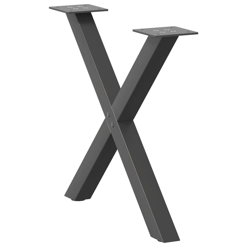 Pés para mesa de centro em formato de x, 2 peças, antracite, 50x (42-43) cm, aço