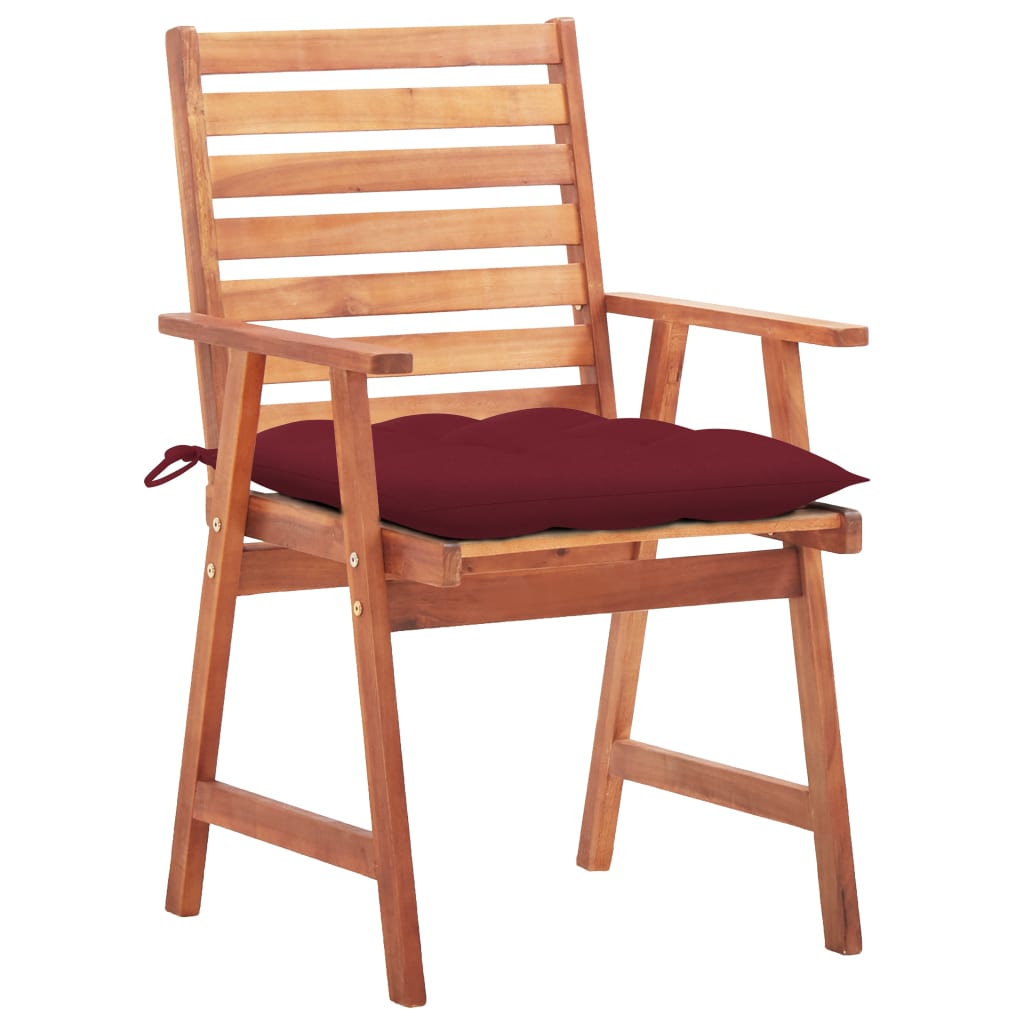 Cadeiras de jantar p/ jardim 3 pcs c/ almofadões acácia maciça