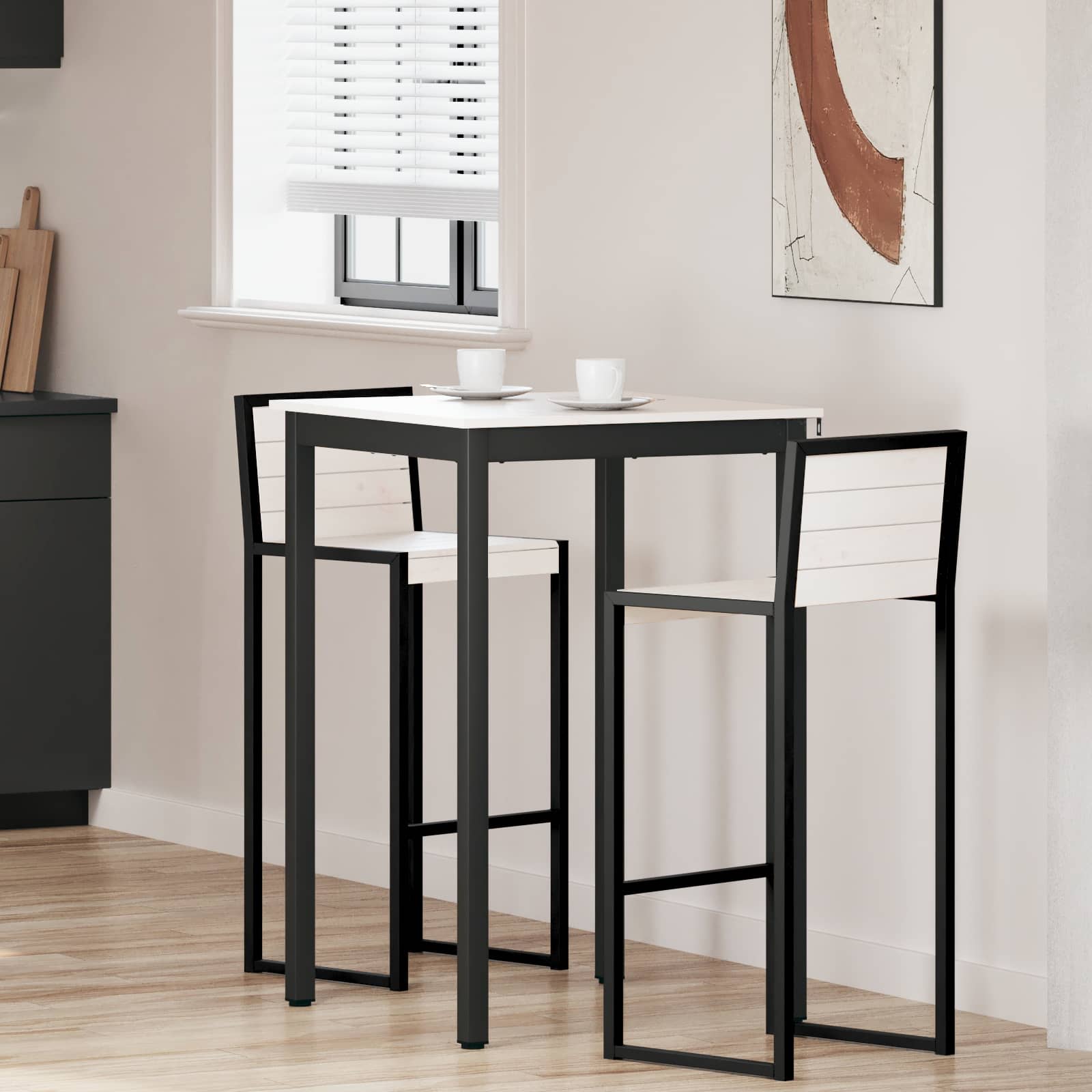 Mesa de bar branco 70 x 70 x 105 cm madeira de pinheiro sólida