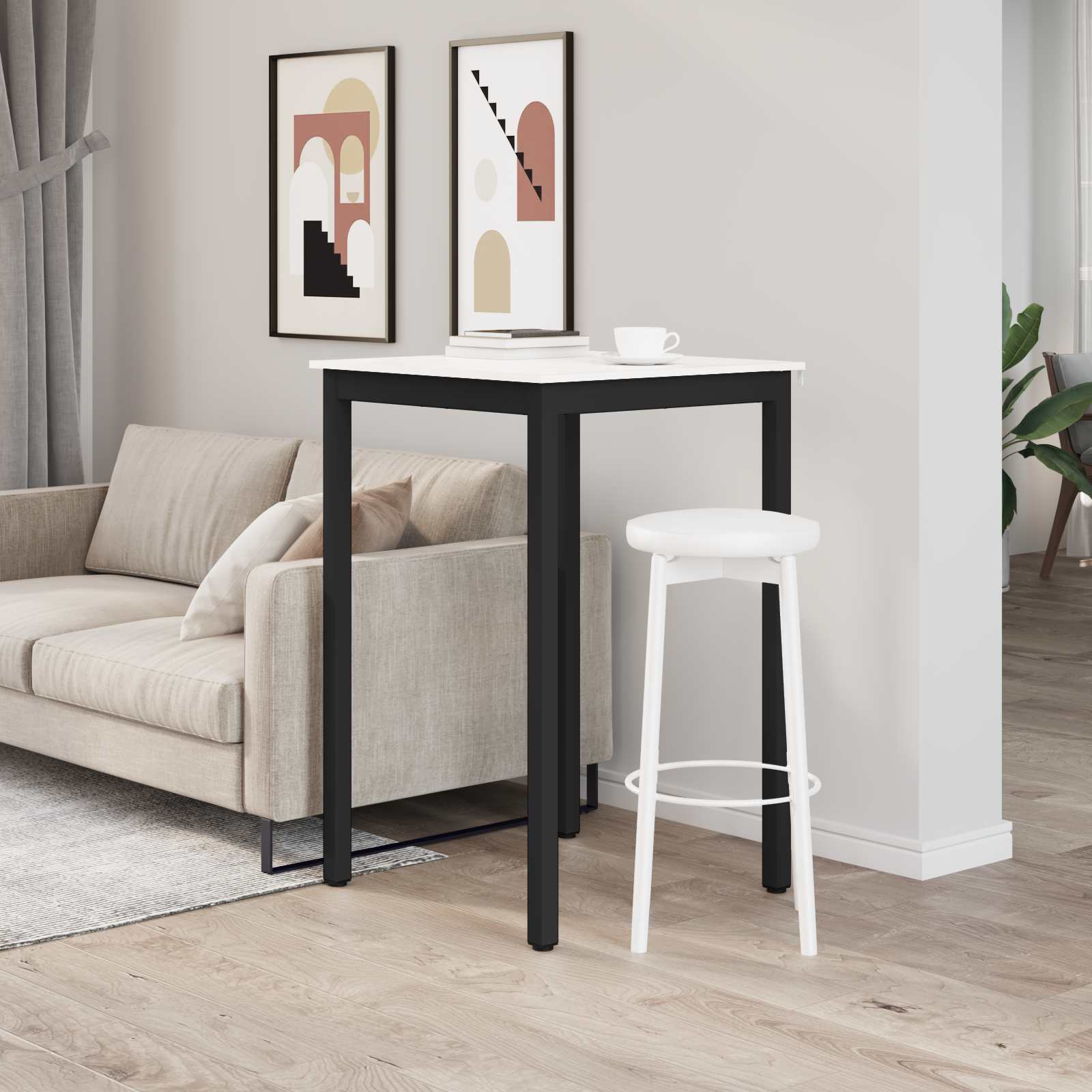 Mesa de bar branco 70 x 70 x 105 cm madeira de pinheiro sólida